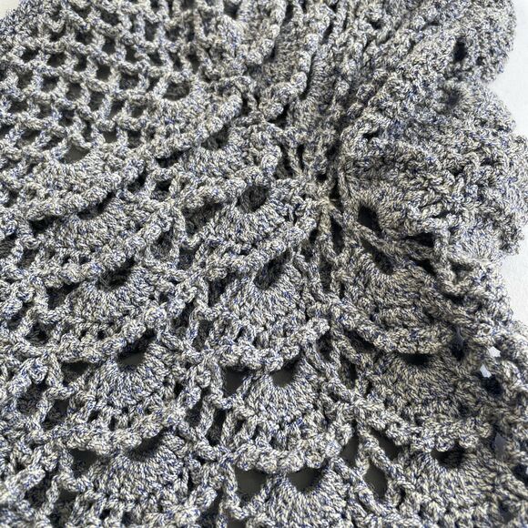 Beautiful Vintage Hand-Crocheted Knit SS Pullover L-XL Lavender - Scalloped Hem - Picture 2 of 11